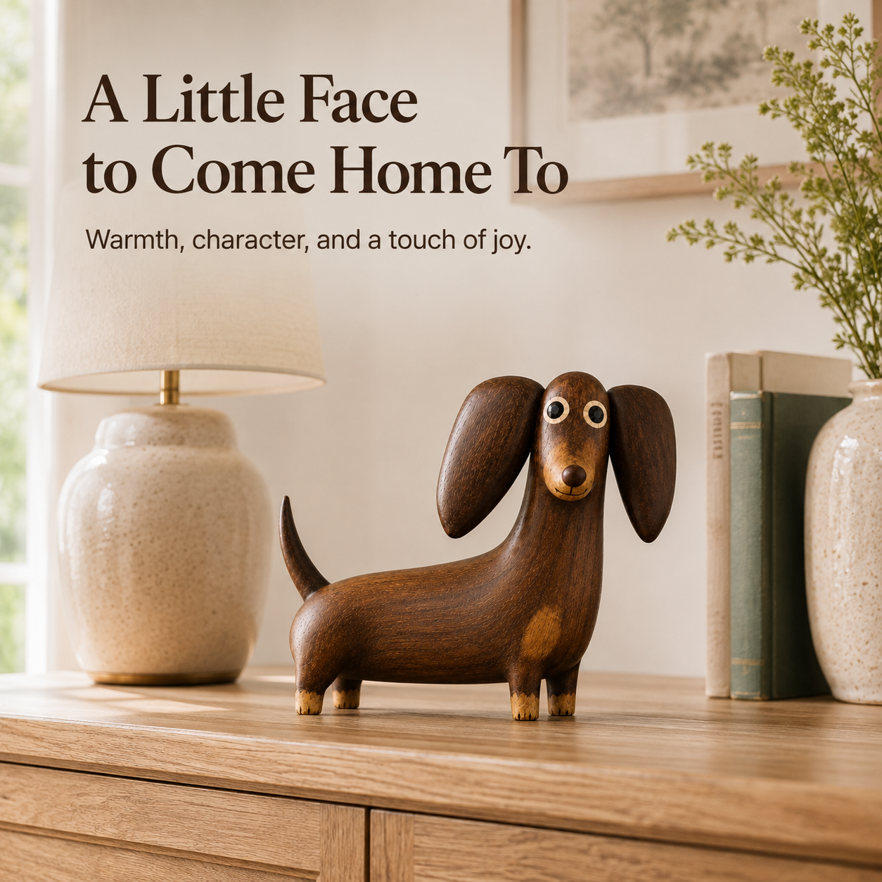 💡Whimsical Wood-Look Dachshund Sculpture