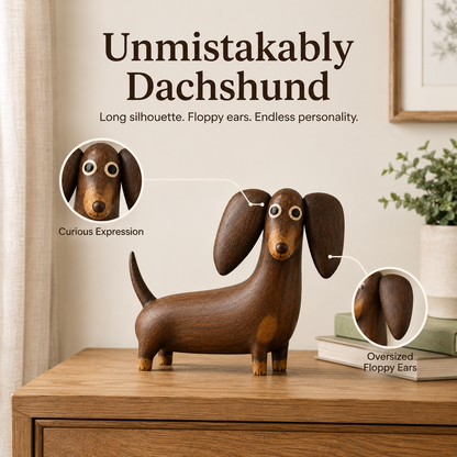 💡Whimsical Wood-Look Dachshund Sculpture