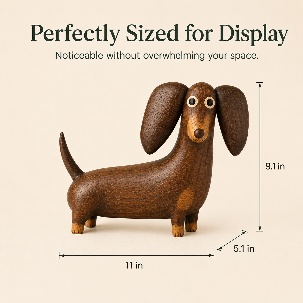 💡Whimsical Wood-Look Dachshund Sculpture