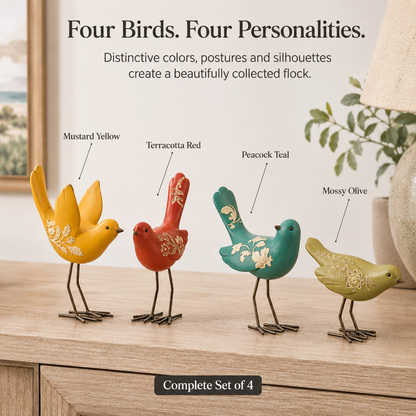 🐦Bird Songs and Botanical Melodies -- 4Pcs Botanical Garden Bird Figurine