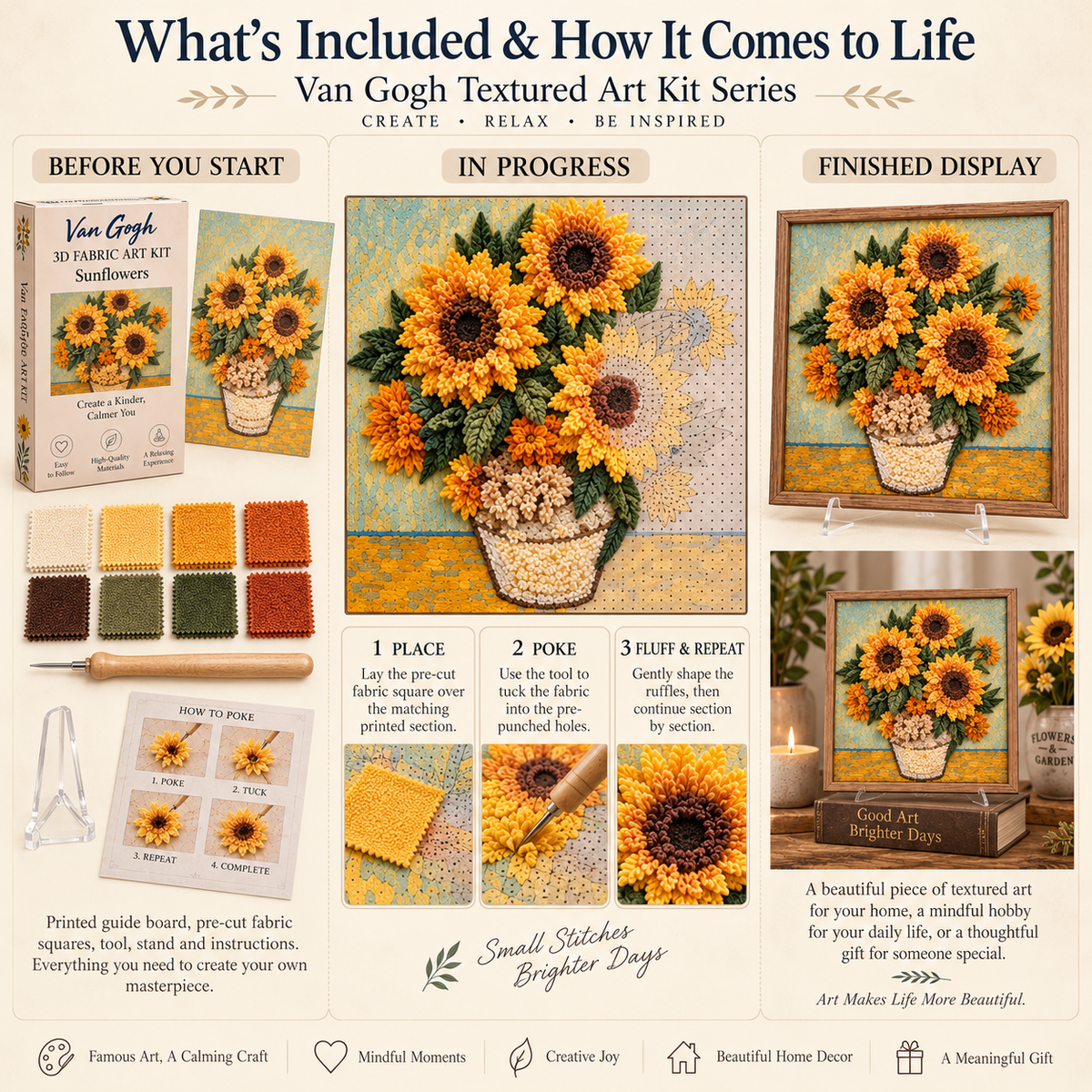 🎨 Van Gogh 3D Fabric Art Kit | Create Your Own Textured Masterpiece