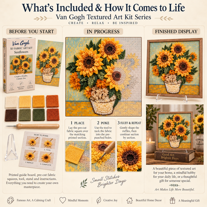 🎨 Van Gogh 3D Fabric Art Kit | Create Your Own Textured Masterpiece