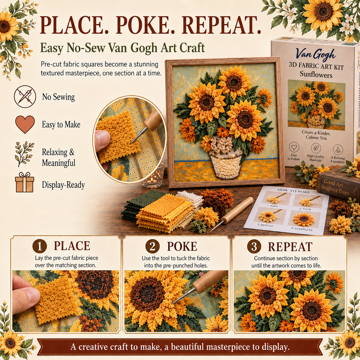 🎨 Van Gogh 3D Fabric Art Kit | Create Your Own Textured Masterpiece