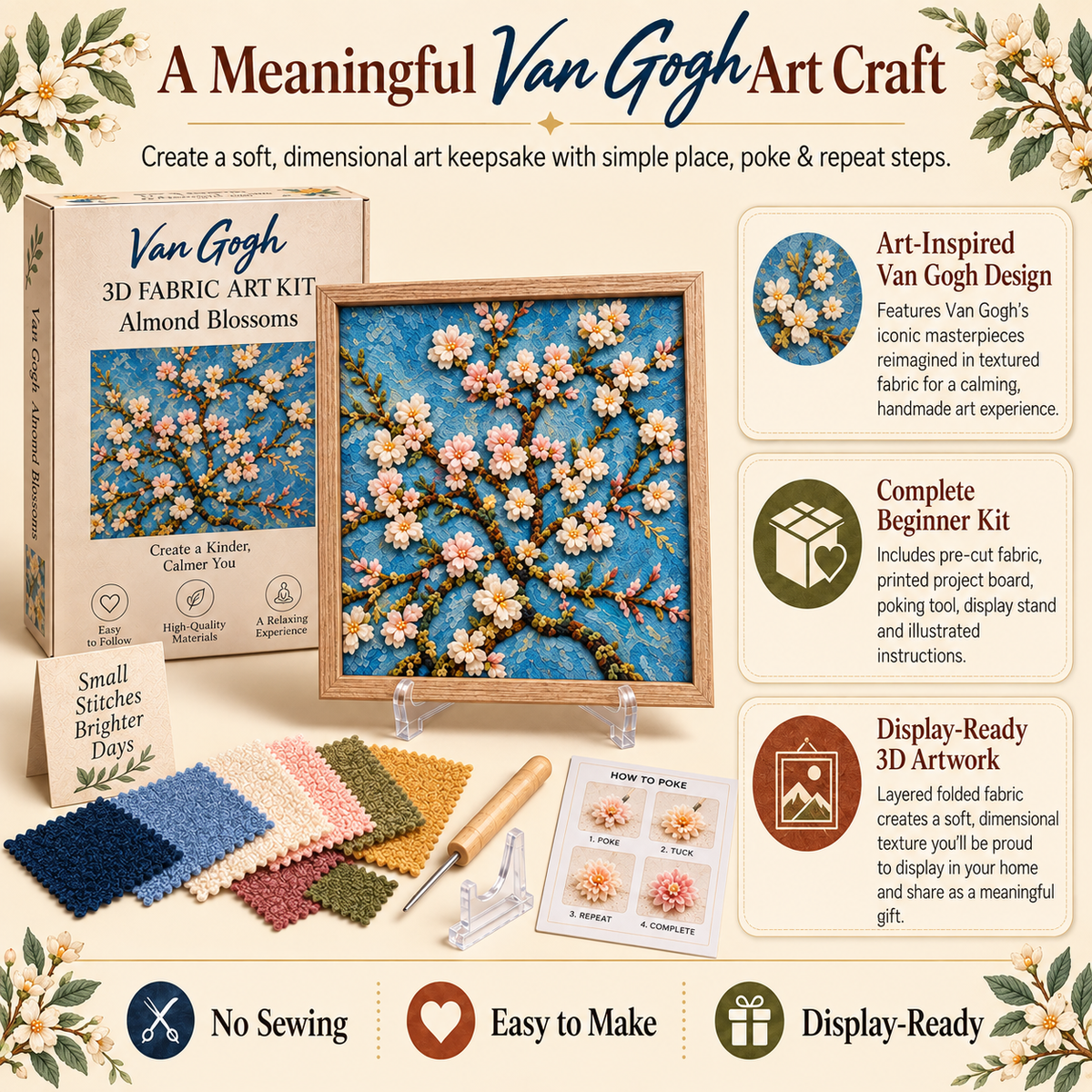 🎨 Van Gogh 3D Fabric Art Kit | Create Your Own Textured Masterpiece