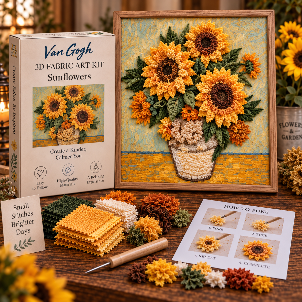 🎨 Van Gogh 3D Fabric Art Kit | Create Your Own Textured Masterpiece