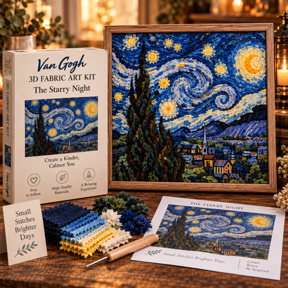 🎨 Van Gogh 3D Fabric Art Kit | Create Your Own Textured Masterpiece