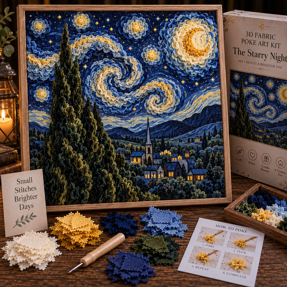 🎨 Van Gogh 3D Fabric Art Kit | Create Your Own Textured Masterpiece