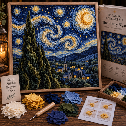 🎨 Van Gogh 3D Fabric Art Kit | Create Your Own Textured Masterpiece