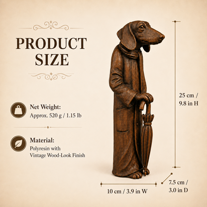 🐶Vintage Dachshund Gentleman Figurine with Umbrella