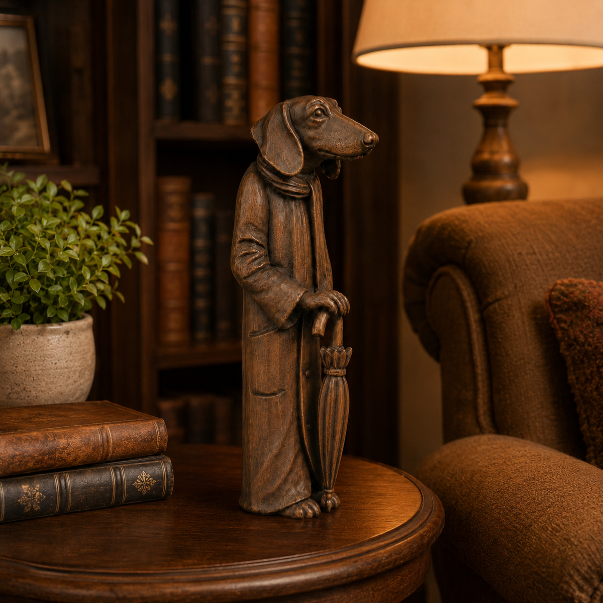 🐶Vintage Dachshund Gentleman Figurine with Umbrella