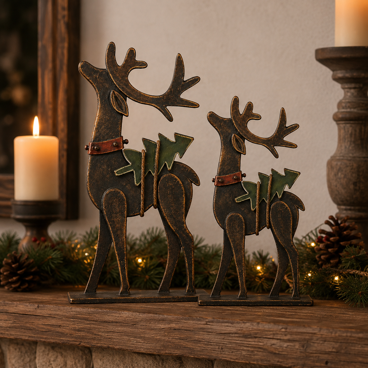 🦌Rustic Christmas Metal Reindeer Decor🎄