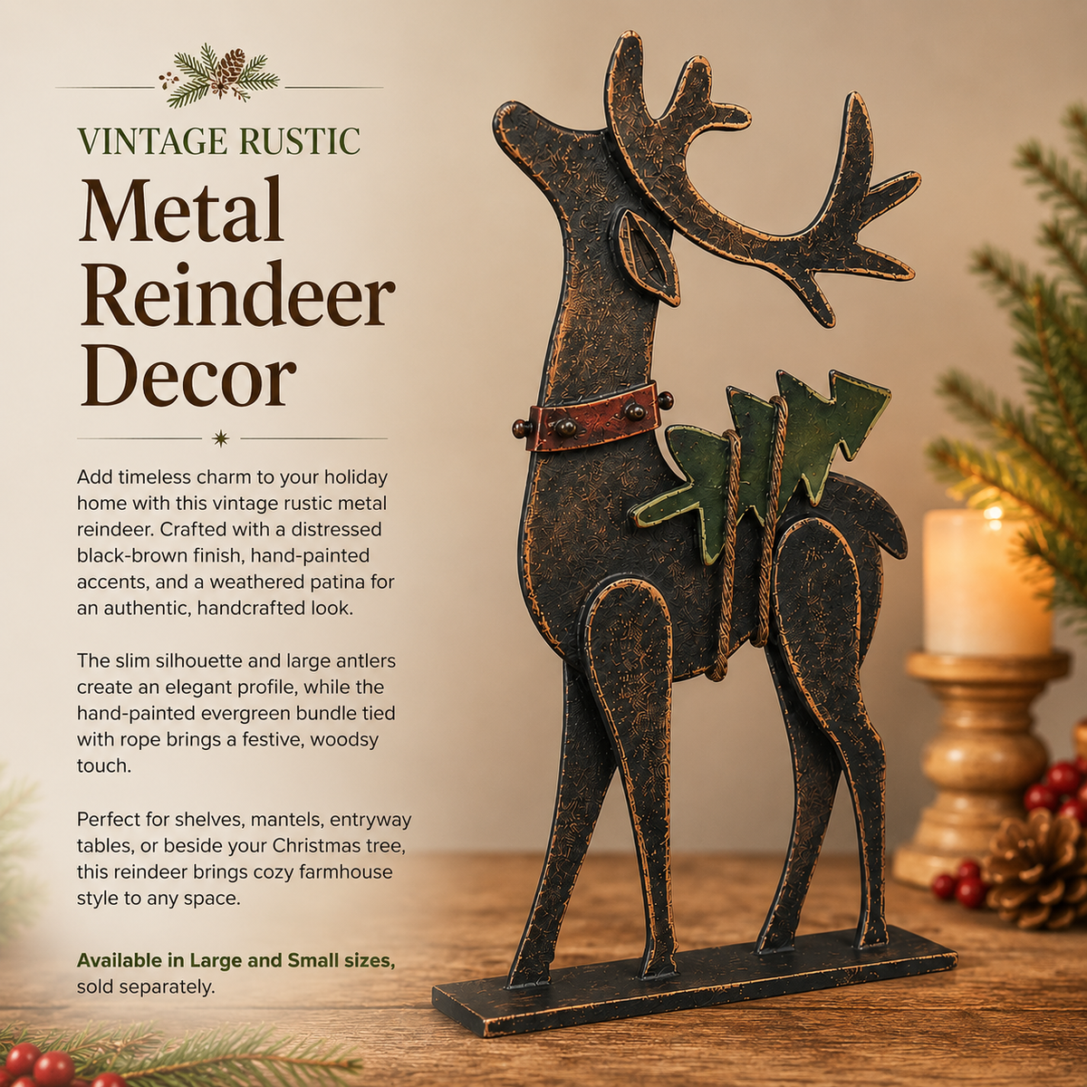 🦌Rustic Christmas Metal Reindeer Decor🎄