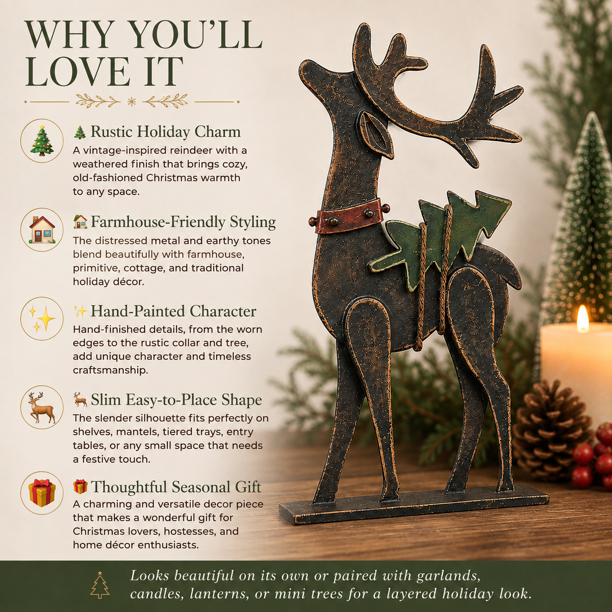 🦌Rustic Christmas Metal Reindeer Decor🎄