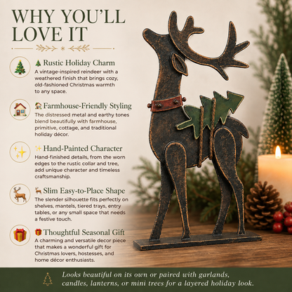 🦌Rustic Christmas Metal Reindeer Decor🎄