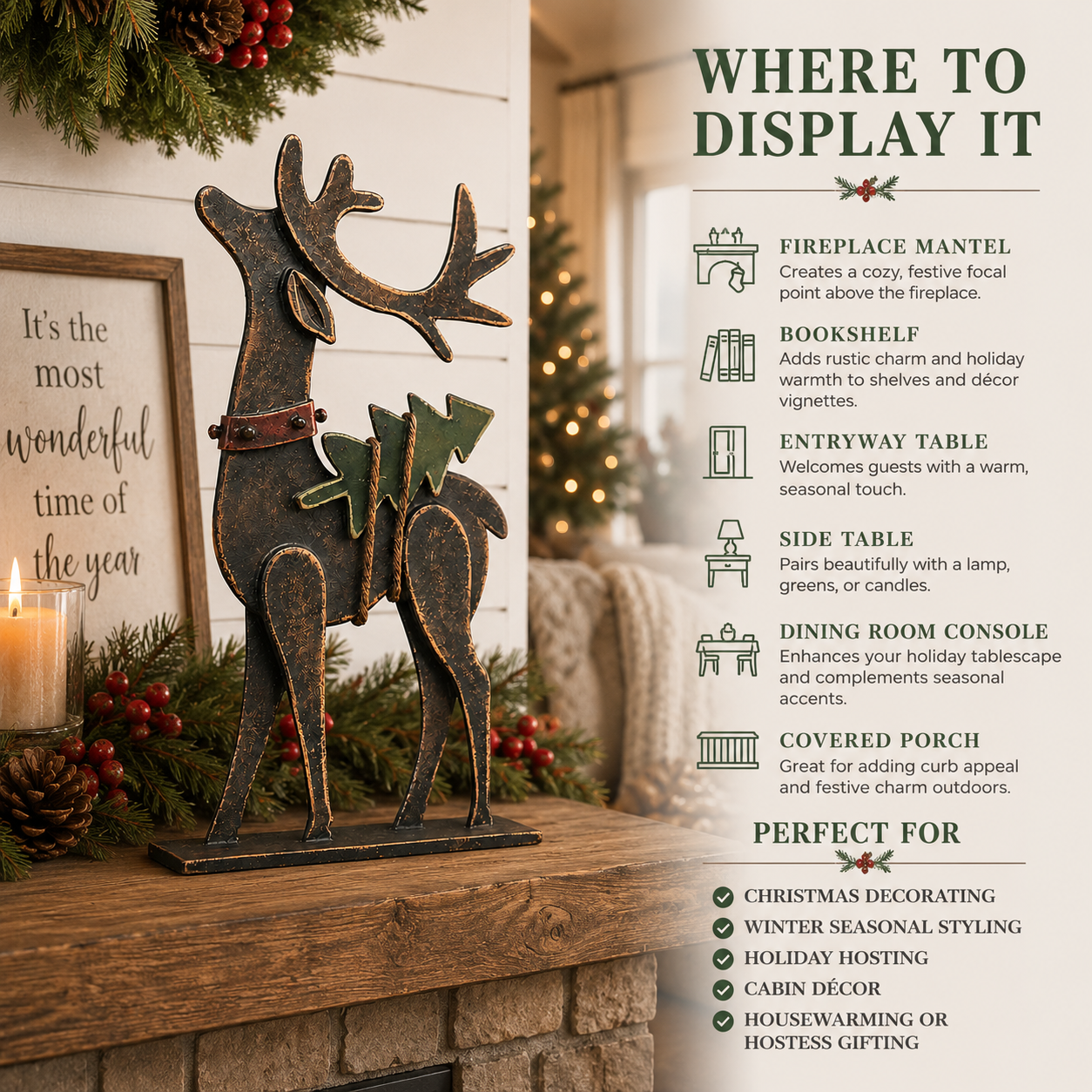 🦌Rustic Christmas Metal Reindeer Decor🎄