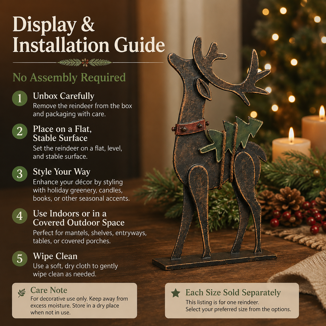 🦌Rustic Christmas Metal Reindeer Decor🎄