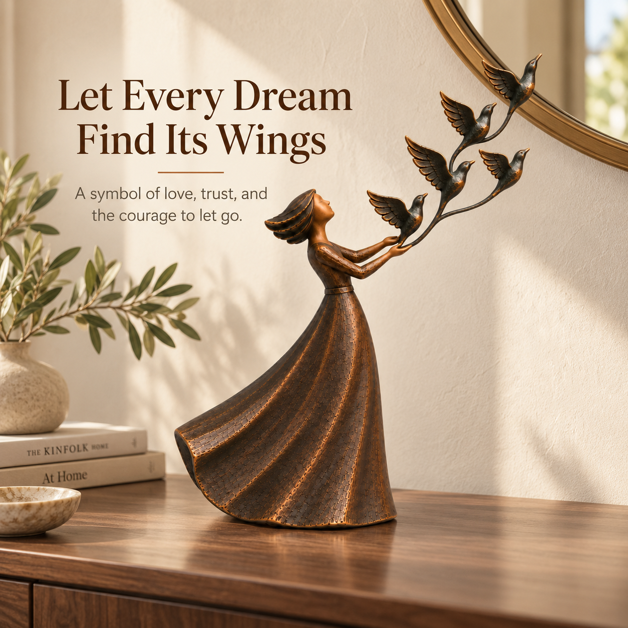 🕊️Let Her Fly Woman & Five Birds Sculpture