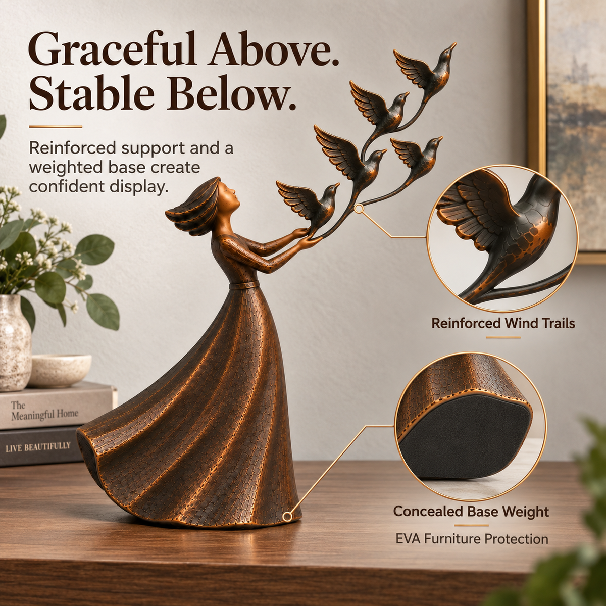🕊️Let Her Fly Woman & Five Birds Sculpture