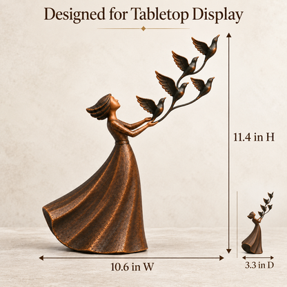 🕊️Let Her Fly Woman & Five Birds Sculpture