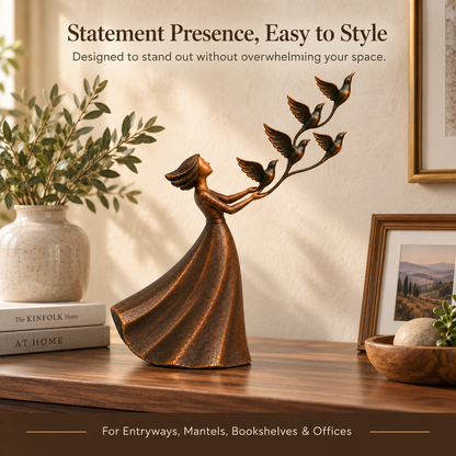 🕊️Let Her Fly Woman & Five Birds Sculpture