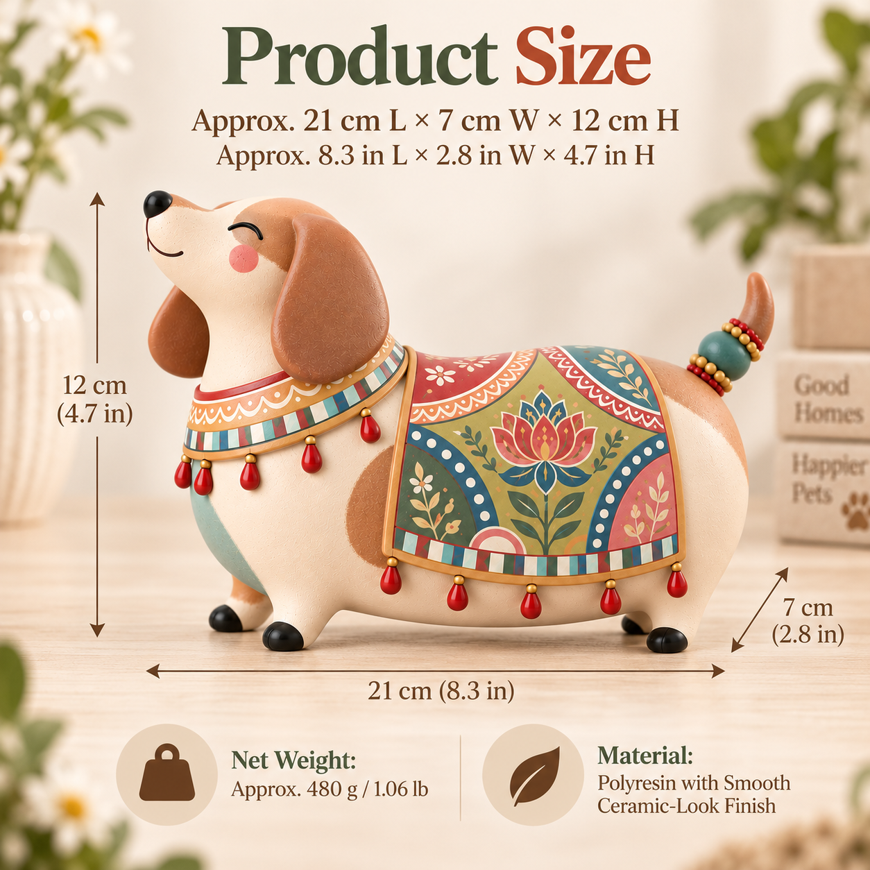 🎨Whimsical Folk Art Dachshund Figurine