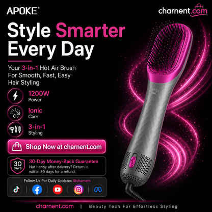 3-in-1 Hot Air Hair Brush and Curler—Quick Curling Wand and Electric Straightening Brush