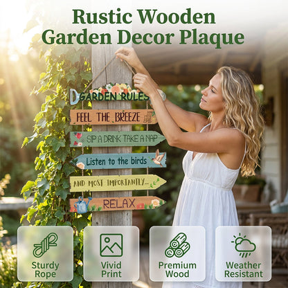 🏡 Rustic Wooden Garden Hanging Sign Wall Decor Plaque🌿