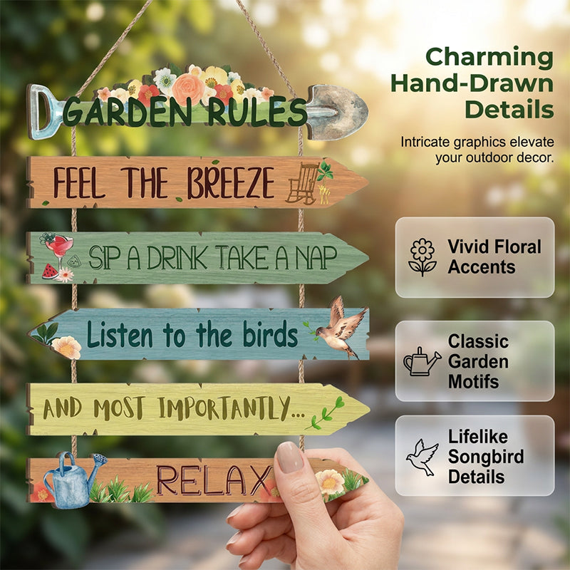 🏡 Rustic Wooden Garden Hanging Sign Wall Decor Plaque🌿
