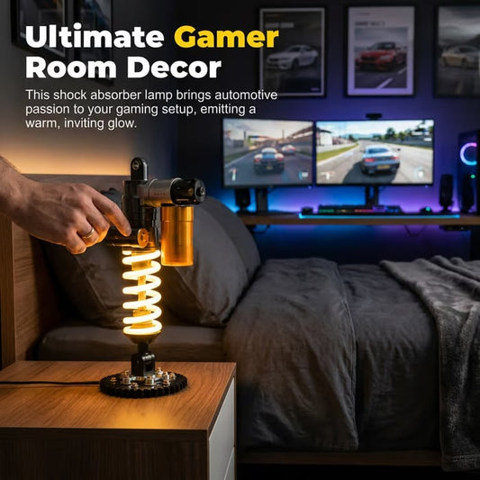 🔥Inspired Suspension Shock Absorber Lamp - Adjustable LED Light for Gamers & Car Enthusiasts