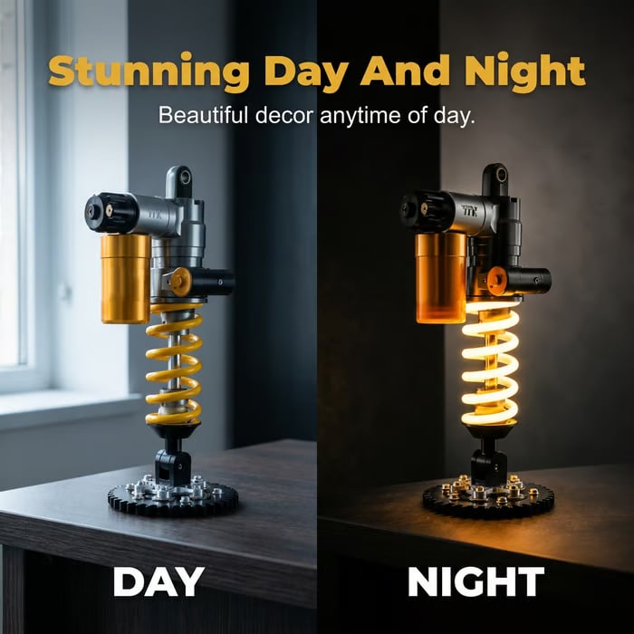 🔥Inspired Suspension Shock Absorber Lamp - Adjustable LED Light for Gamers & Car Enthusiasts