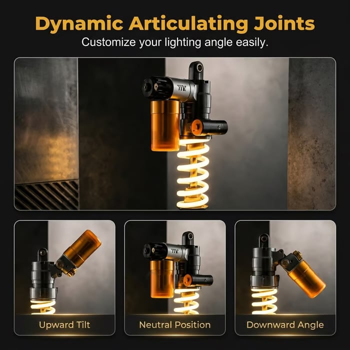 🔥Inspired Suspension Shock Absorber Lamp - Adjustable LED Light for Gamers & Car Enthusiasts