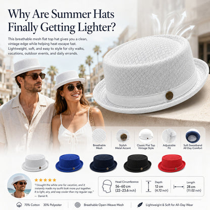 Unisex Breathable Mesh Pork Pie Hat
