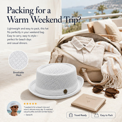 Unisex Breathable Mesh Pork Pie Hat