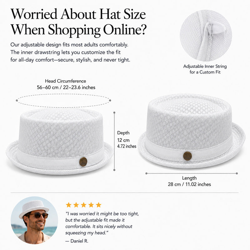 Unisex Breathable Mesh Pork Pie Hat
