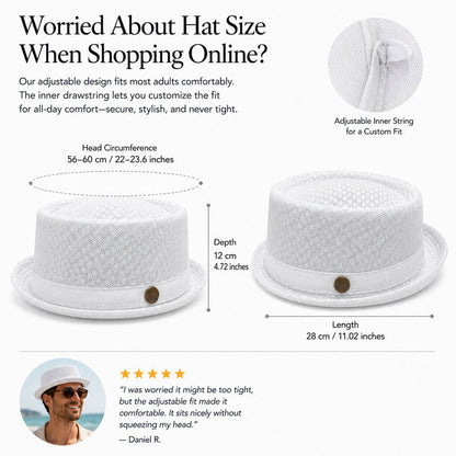 Unisex Breathable Mesh Pork Pie Hat