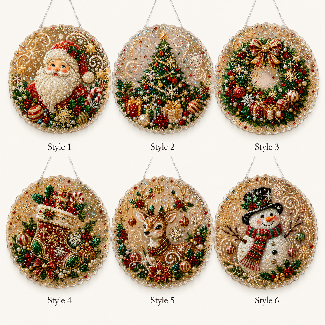🎄Christmas Pearl Diamond Art Hanging Ornament Kit | Luxury Flocked Canvas with Scratch-Resistant Non-Fading Pearl Beads DIY Handmade Holiday Hanging Decor 🎅💎