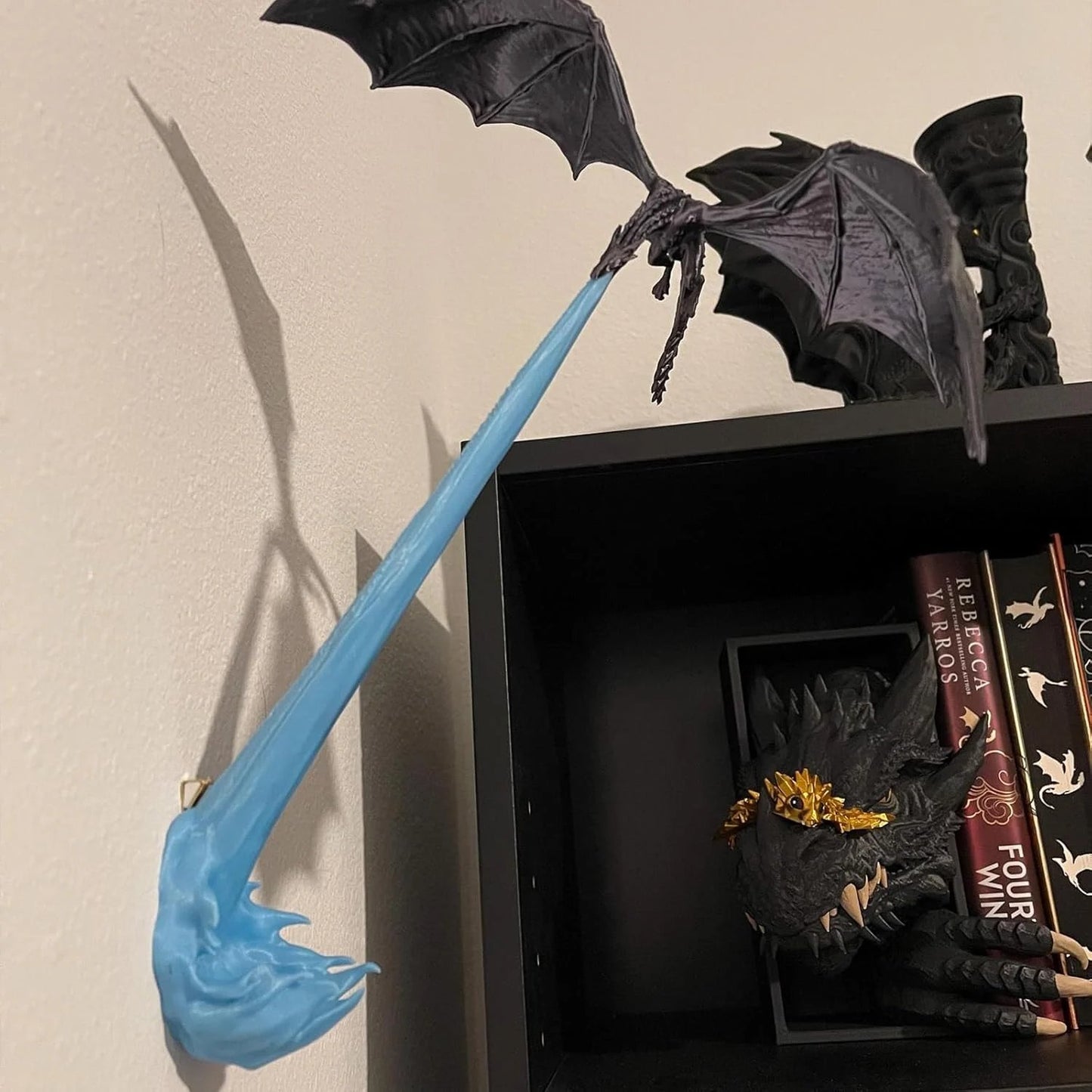 🐉 Vuurspuwende draak-boekenplankdecoratie-lamp + LED-vlamverlichtingsset