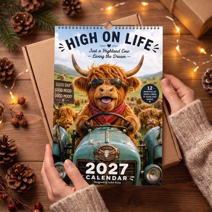 🐮2027 Funny Highland Cow Wall Calendar A4 Hanging Calendar