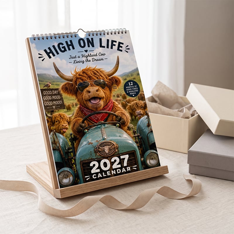 🐮2027 Funny Highland Cow Wall Calendar A4 Hanging Calendar