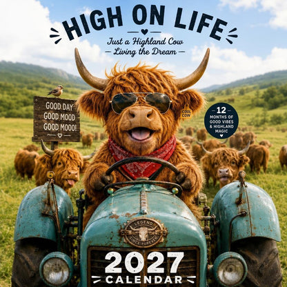 🐮2027 Funny Highland Cow Wall Calendar A4 Hanging Calendar