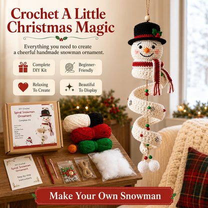 ☃️DIY Christmas Spiral Crochet Ornament Kit  | Complete Beginner-Friendly Set with Soft Yarn, Crochet Hook, Festive Beads, Snowflakes & Step-by-Step Guide 🧶🎄