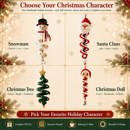☃️DIY Christmas Spiral Crochet Ornament Kit  | Complete Beginner-Friendly Set with Soft Yarn, Crochet Hook, Festive Beads, Snowflakes & Step-by-Step Guide 🧶🎄