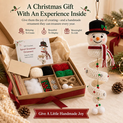 ☃️DIY Christmas Spiral Crochet Ornament Kit  | Complete Beginner-Friendly Set with Soft Yarn, Crochet Hook, Festive Beads, Snowflakes & Step-by-Step Guide 🧶🎄