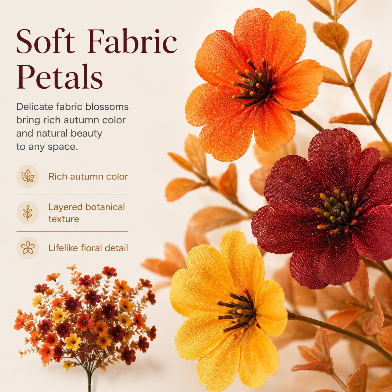 🍂Adjustable Fabric Fall Flower Bouquet Sets for Indoor & Outdoor Decor