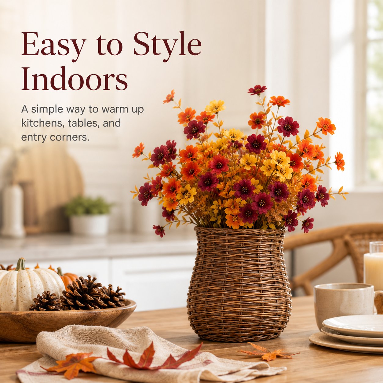 🍂Adjustable Fabric Fall Flower Bouquet Sets for Indoor & Outdoor Decor