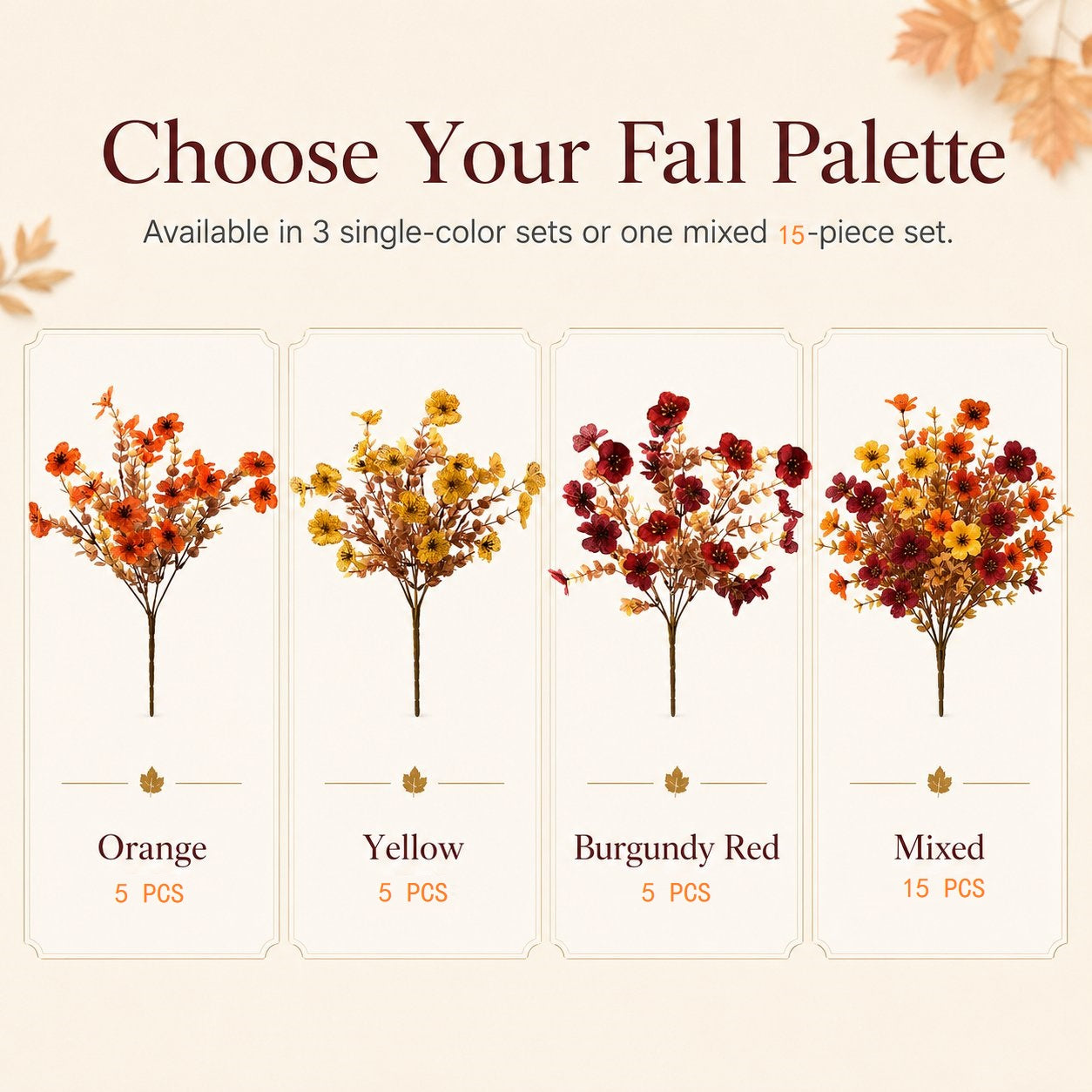 🍂Adjustable Fabric Fall Flower Bouquet Sets for Indoor & Outdoor Decor
