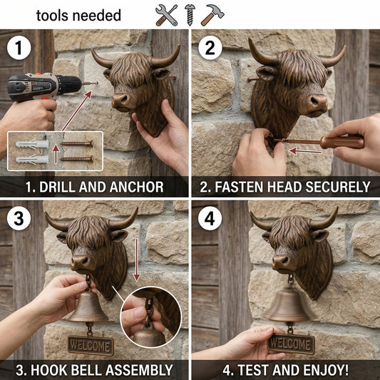 🐂Highland Cow Welcome Bell