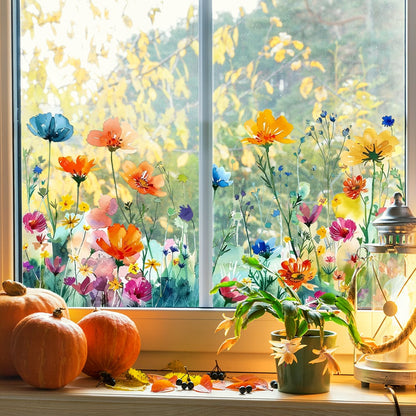💐Colorful Floral Bouquet Window Sticker🖼️ Make Your Window Beautiful in Seconds! Cut to any size you like!