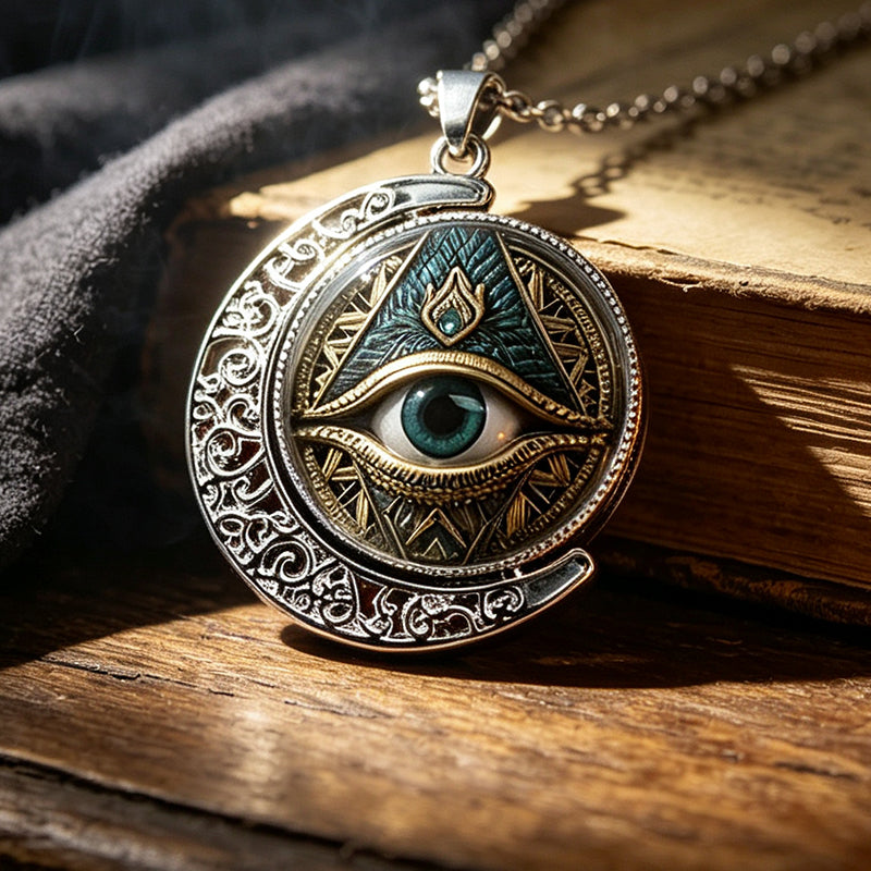 ✨ Vintage All-Seeing Eye Pendant Necklace – Zinc Alloy – Gold/Silver-Plated – Mysterious Retro Design for Everyday Wear and Evening Outings 🖤