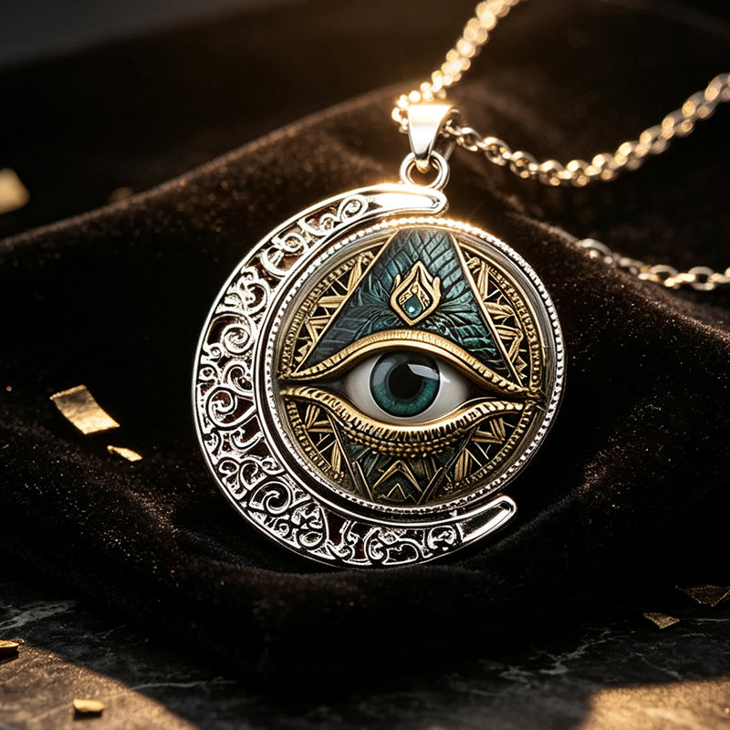 ✨ Vintage All-Seeing Eye Pendant Necklace – Zinc Alloy – Gold/Silver-Plated – Mysterious Retro Design for Everyday Wear and Evening Outings 🖤